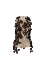 Moyer Bodycon Flower Applique Tulle Top in black