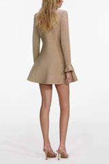 phoenix Gold Crystal Trim Knit Mini Dress