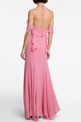 Pink Ruffle cotton and silk maxi dress