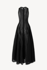 sleeveless lace crochet maxi dress in black