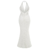 susanna 3D Flower Applique maxi Dress in white