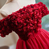 caroline Red 3d Appliques mini Prom Dress