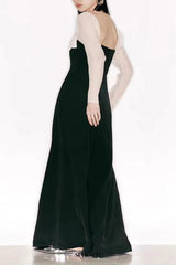 JENNY TULLE SLEEVE SQUARE NECK MAXI DRESS IN BLACK