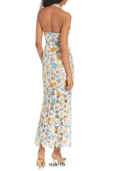 V-neck Side Split Long Dress