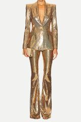 alexandra Fitted Sequin Blazer in gold