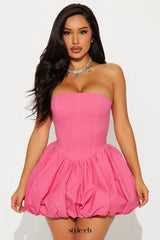 Bubble strapless Mini Dress in Fuchsia