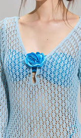 Dillan Blue Flower Three-Piece Swimsuit