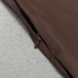 V-NECK BROWN MAXI BODYCON DRESS