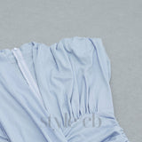 SHOULDER PADS RUFFLED V-NECK ASYMMETRIC HEM DRESS