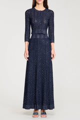 alexandra Strass knit cropped cardigan in navy blue