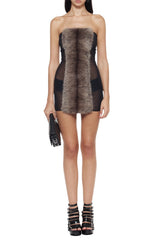 arlene Plush Cut Strapless mini Dress in black - mink