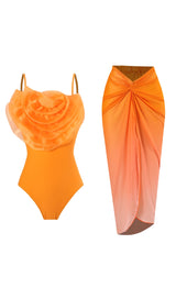 Danae Orange Flower Two-Piece Swimsuit