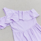 ONE SHOULDER RUFFLE TRIM DRESS IN PURPLE