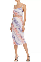 pink purple Tie-Dye Cropped Camisole & Slip Skirt