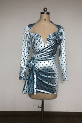 jenny Polka Dots Satin Mini Dress in Blue