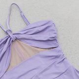 RUCHED CUT OUT RUFFLES SLIT CAMI DRESS