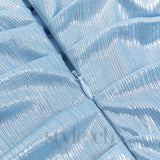 BACKLESS MERMAID HEM METALLIC HALTER DRESS