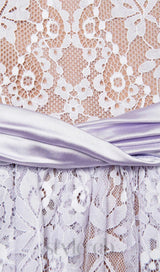 Lilac Lace Satin Mini Dress
