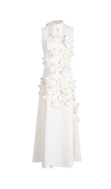 ANNONA WHITE FLOWER EMBELLISHED MAXI DRESS