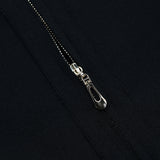 Metal embellished pleated black mini dress