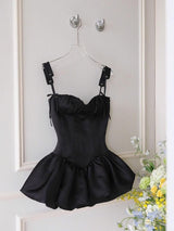 elvira suspender ballet mini dress in black