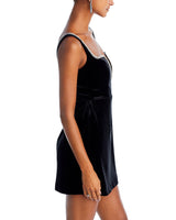 PAULA RHINESTONE TRIM BLACK STRAP MINI DRESS