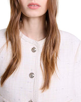 voyce braided tweed cardigan in ecru