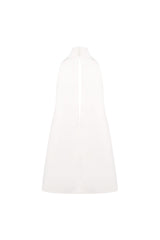 v-neck cutout backless crepe halter dress - white