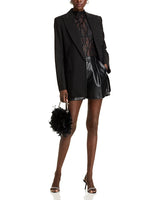 Lace Mock Neck Top in black