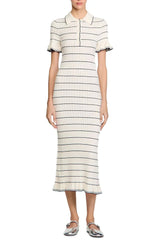 stripe Knitted Maxi Dress in ecru