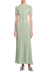 yvonne hollow knit maxi dress in almond Green