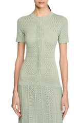 yvonne hollow knit maxi dress in almond Green