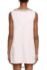 rhinestones embellIshed Bow Mini Dress in white