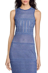 hollow striped sleeveless knit midi dress in Royal Blue