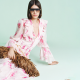 kimberley pink v-neck floral print printed maxi dress