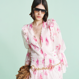 kimberley pink v-neck floral print printed maxi dress