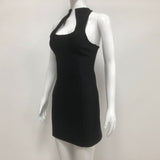 Sleeveless collarless bandage mini dress in black