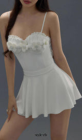 Deance White Flower One-Piece Swimsuit & Skirt