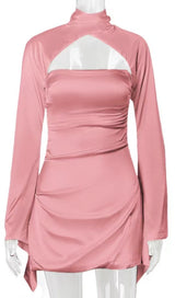 SATIN MINI DRESS IN PINK