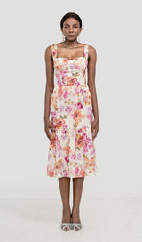 FLORAL MIDI DRESS IN IVORY