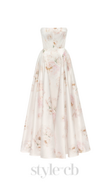 LETITIA PINK PEONY STRAPLESS MAXI DRESS