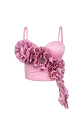 Flower Tassel fishbone Corset in pink