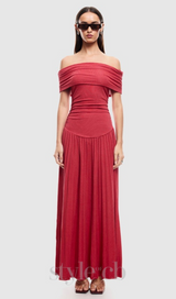 sabina bodycon strapless maxi dress in crimson