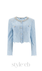 carol lace embellished top in blue