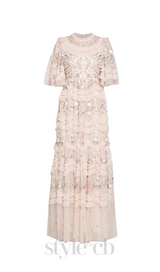 lalabelle tulle floral gown in apricot