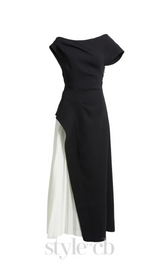 yvette one-shoulder pleated maxi dress in black