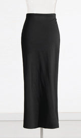 ANDEANA FLOWER SLIT MIDI SKIRT IN WHITE