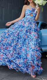 BLUE FLORAL MAXI DRESS