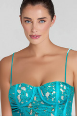 STRAPPY LACE MIDI DRESS