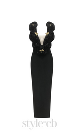 ruffled top with gold accents maxi dress